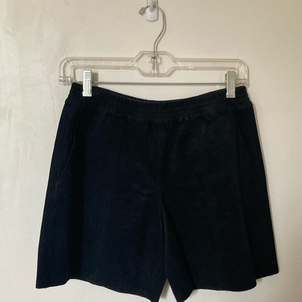 Babaton black suede shorts